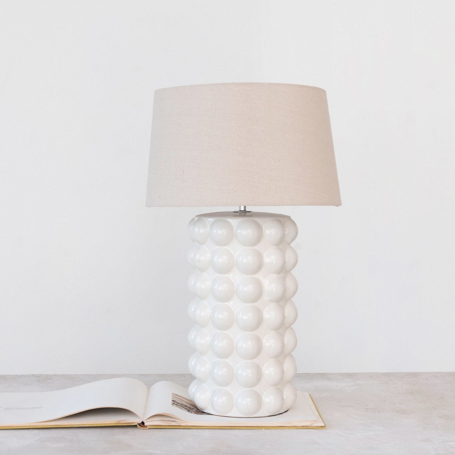 Stoneware Hobnail Table Lamp