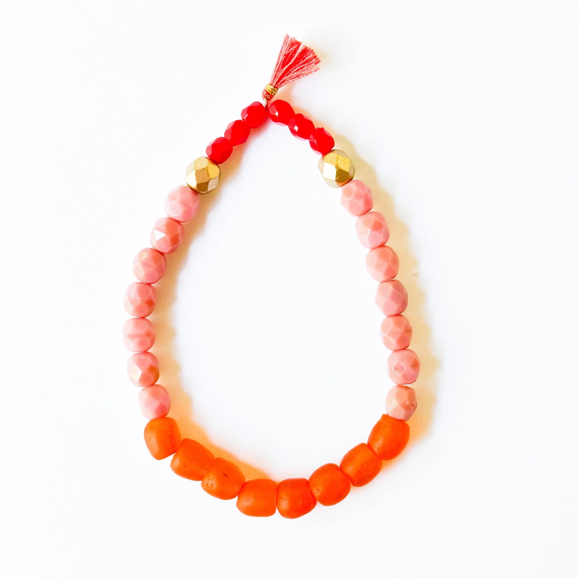 Orange Multicolored Glass Beaded Bracelet