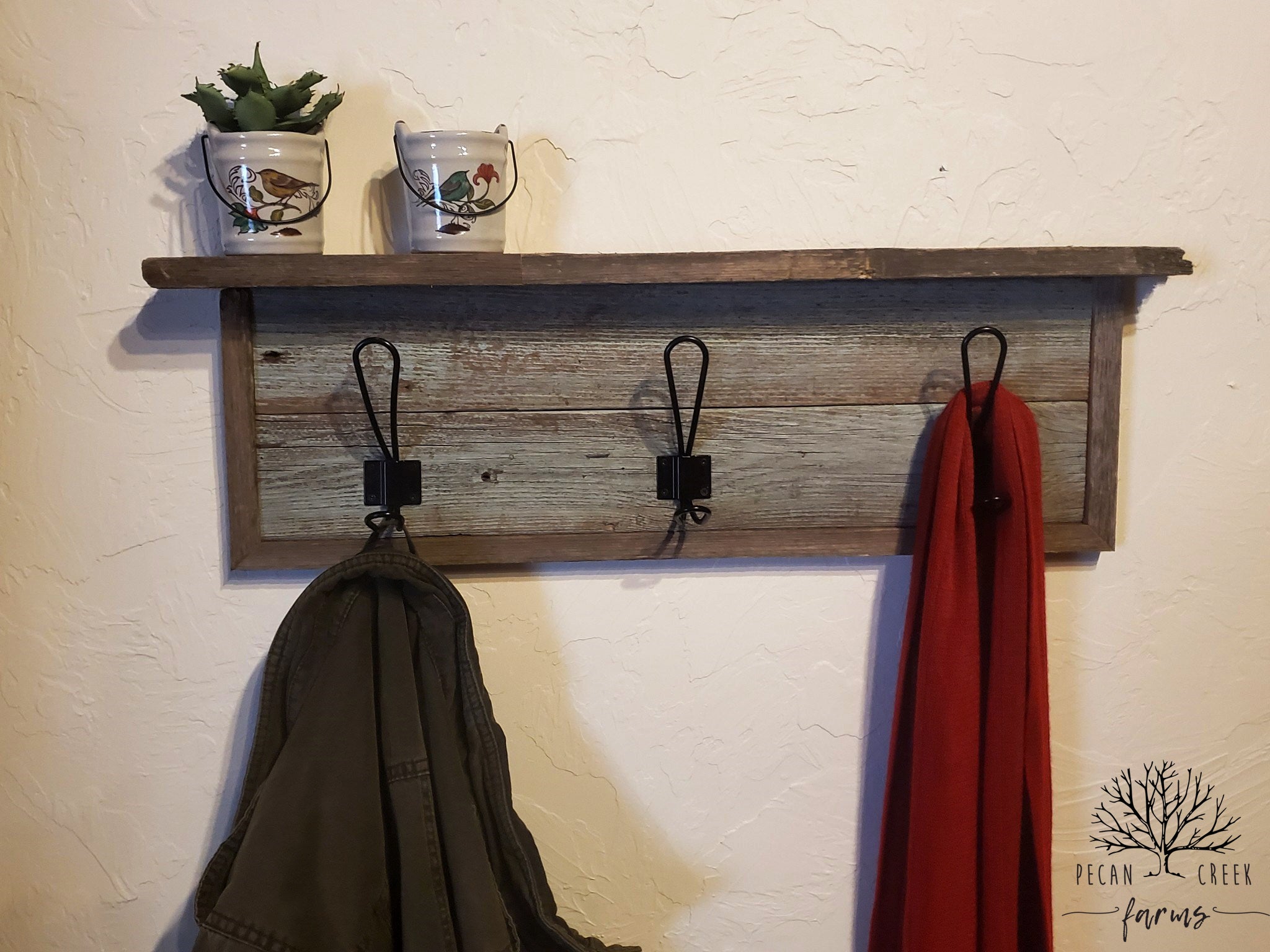 Rustic Coat Rack w/Shelf
