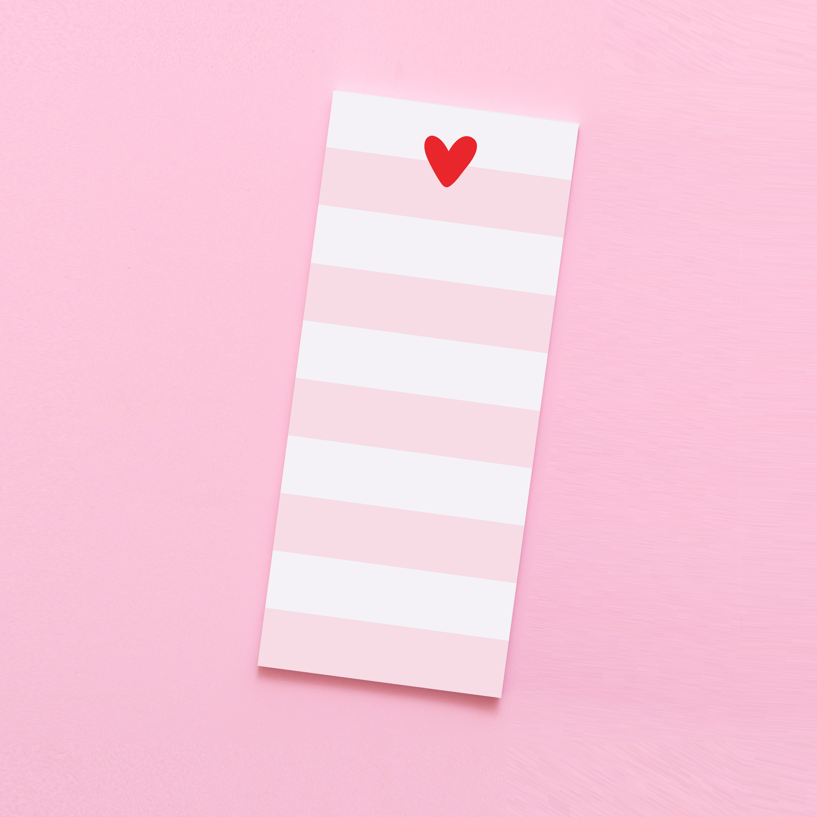 Striped Heart Tall & Skinny Notepad: Red