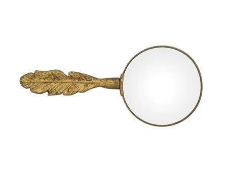 Pewter/Gold Magnifying Glass W Feather