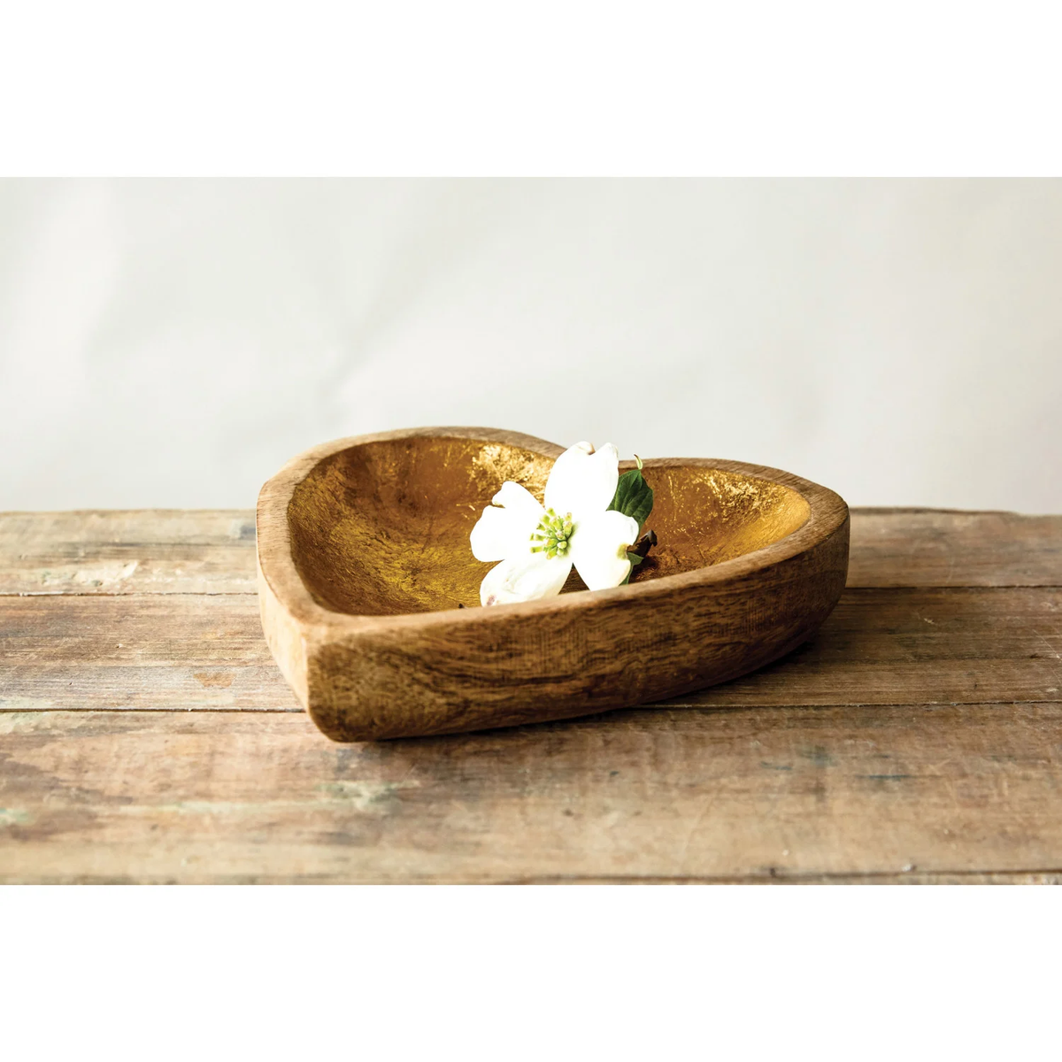 Mango Wood Gold Heart Tray
