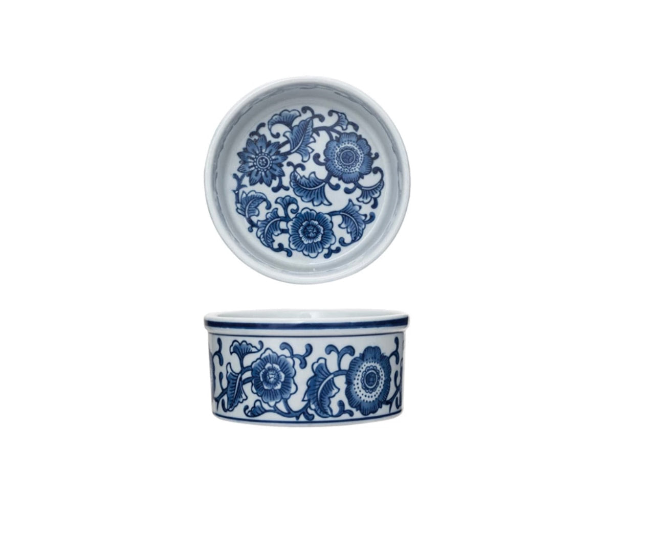 6 inch Blue & White Floral Pet Bowl