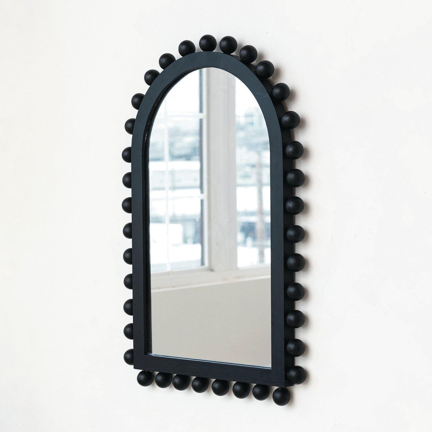 Wood Ball Arched Mirror