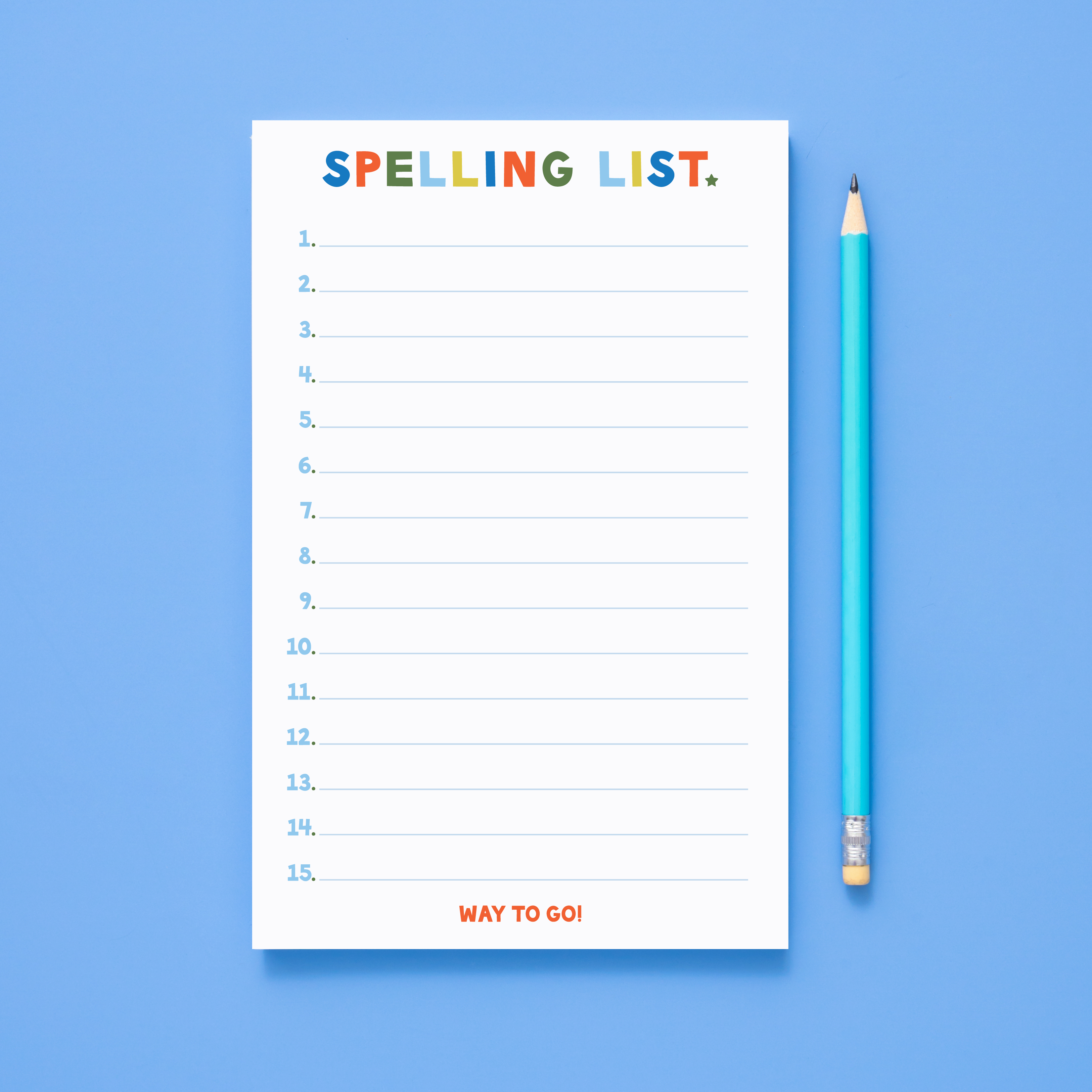 Spelling List Notepad: Pinks