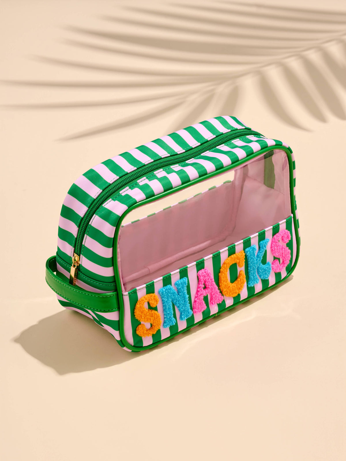 "SNACKS" ZIP POUCH,GREEN