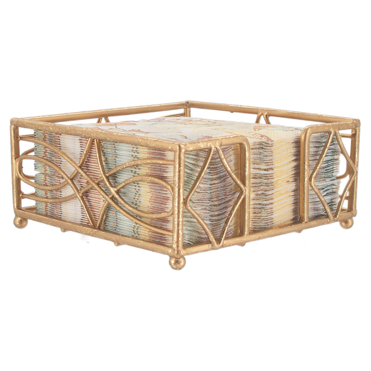 Wave Gold Leaf Cocktail Napkin Caddy