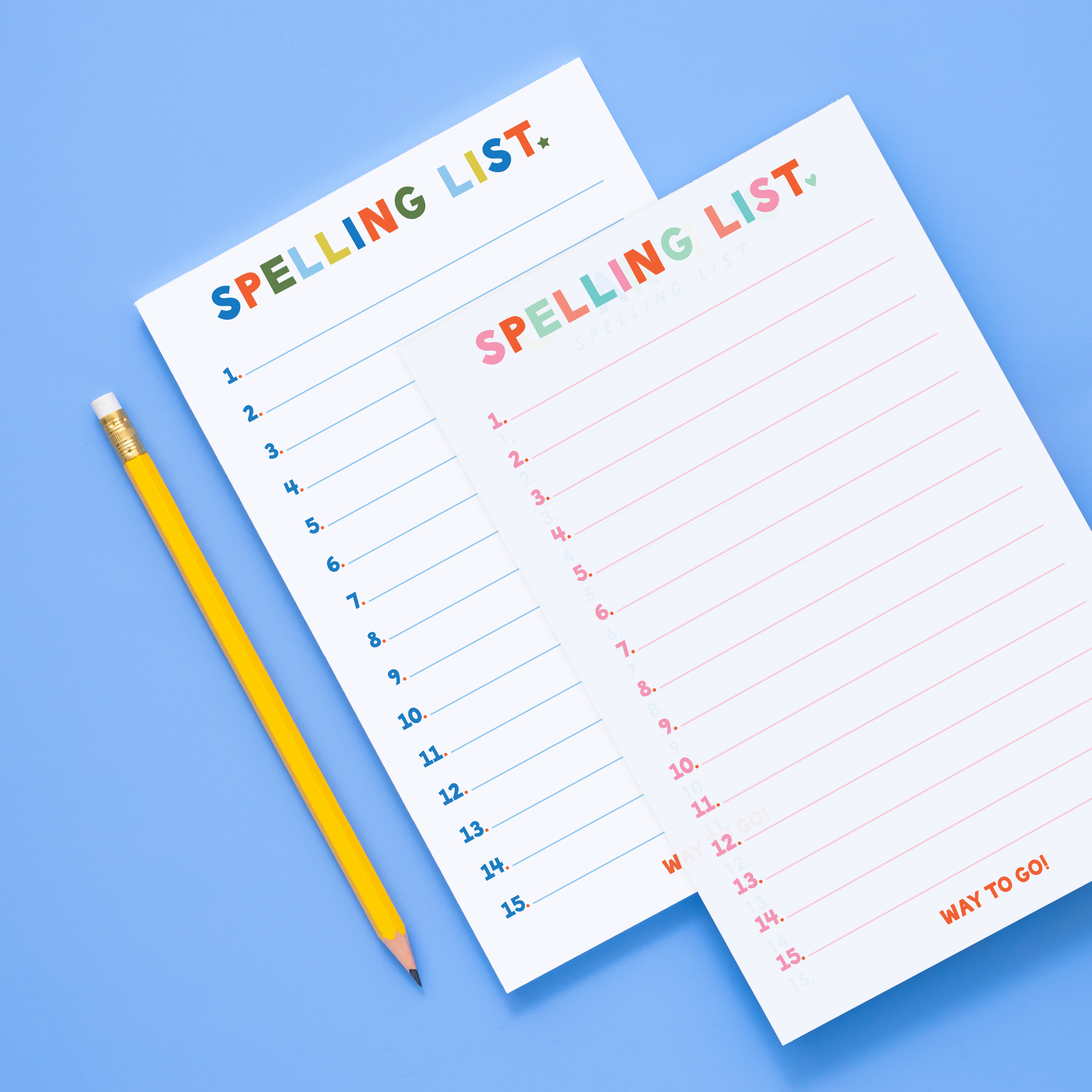 Spelling List Notepad: Pinks