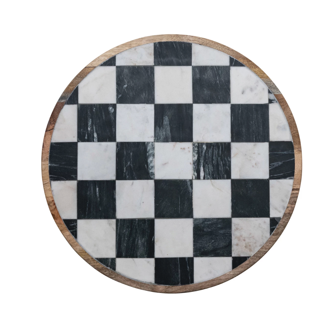 Mango Wood Marble Check Lazy Suzan