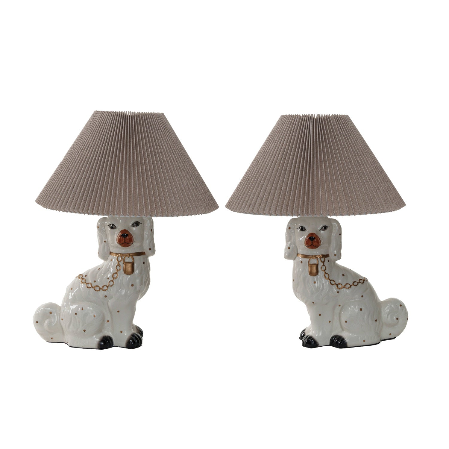 Vintage Staffordshire Table Lamp w/ Fabric Shade