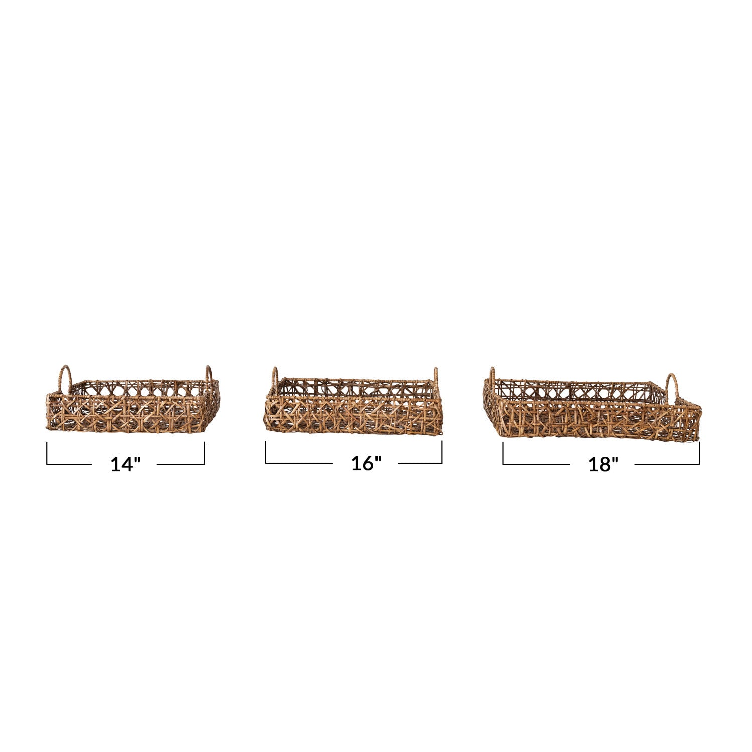 Small Square Hand Woven Rattan Tray