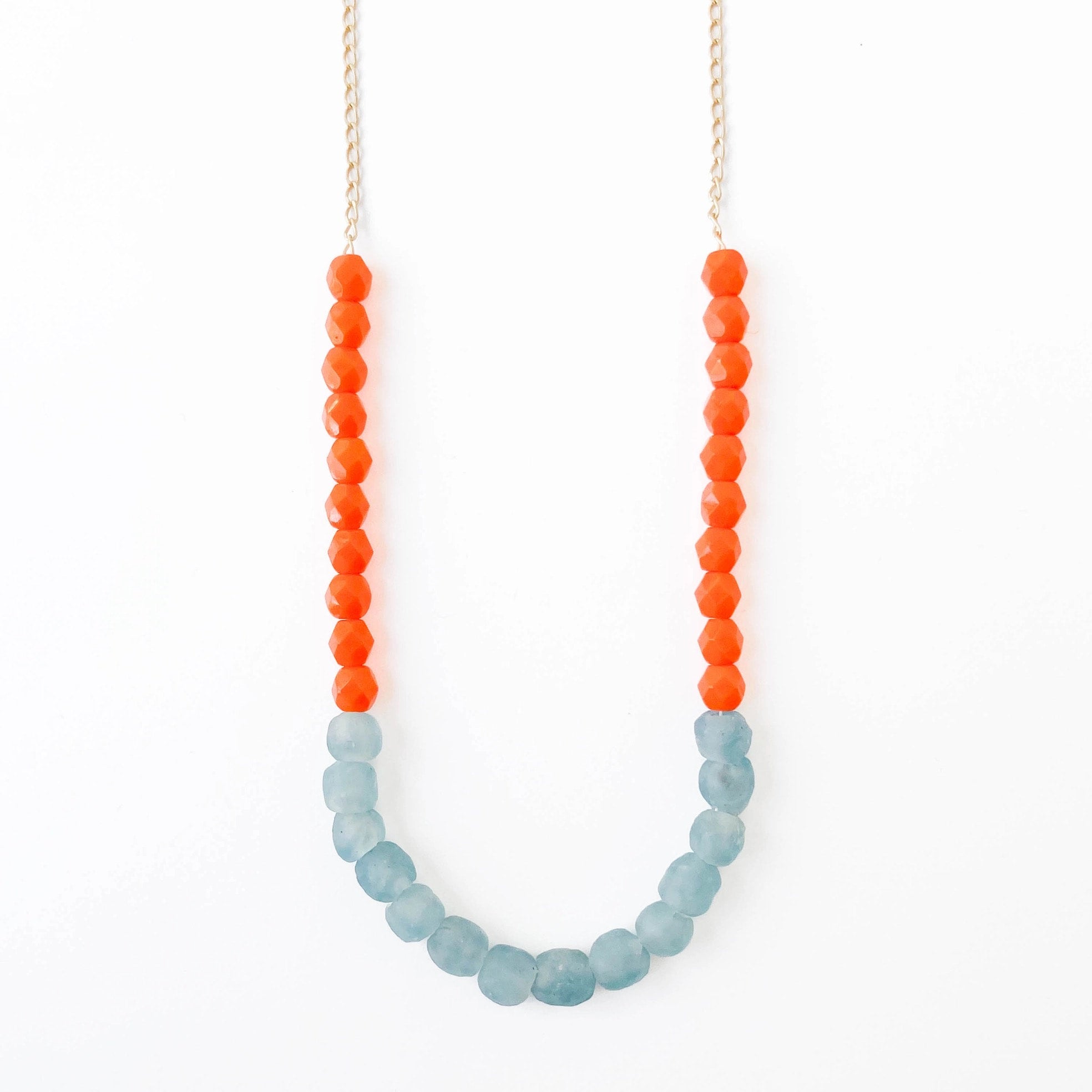 Blue Multicolor Glass Bead Necklace